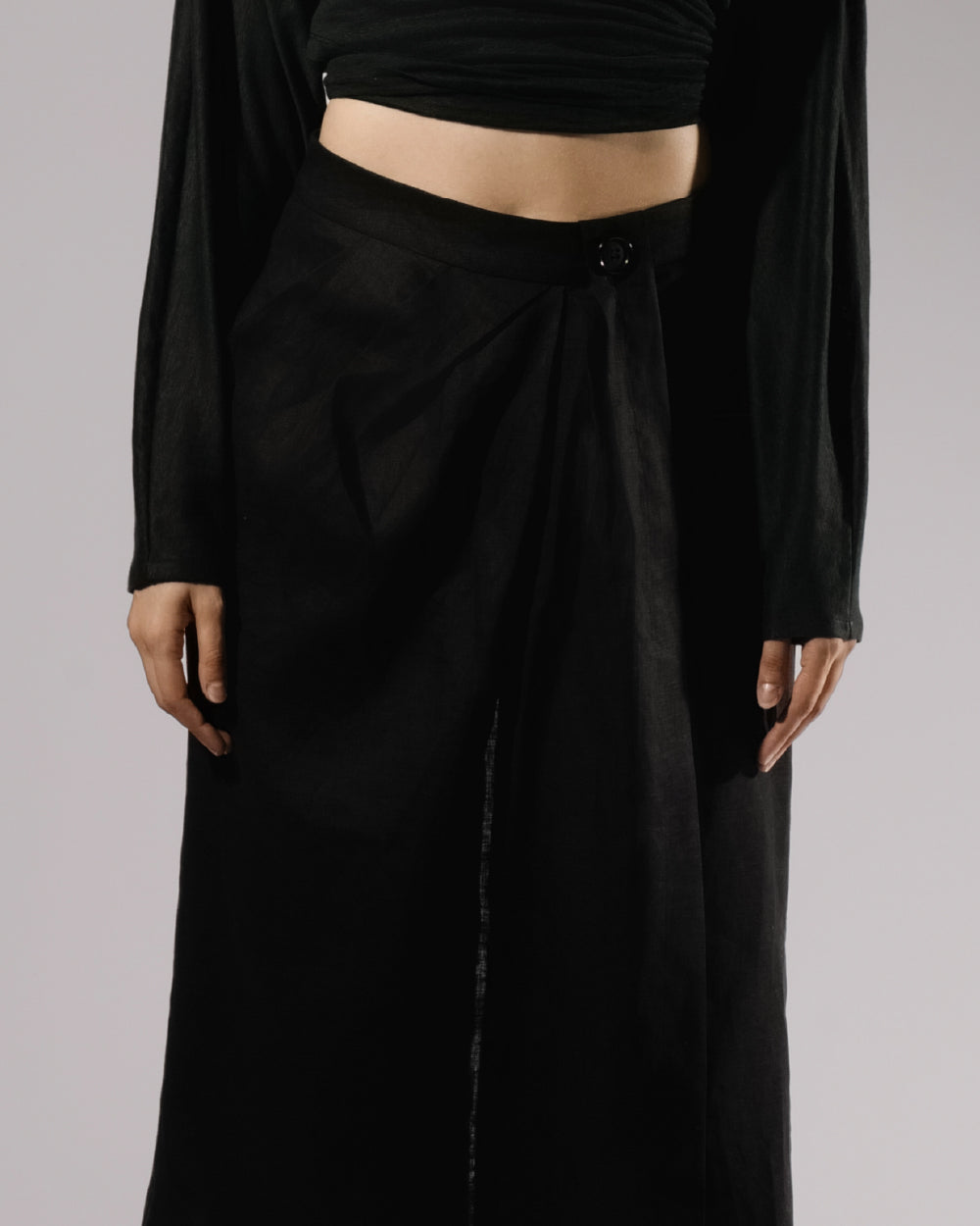 Black Two-Piece Set with a Deep V Neckline
