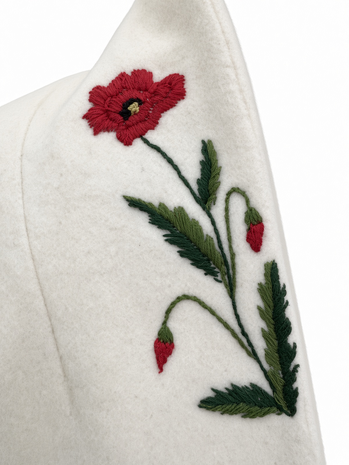 EMBROIDERED WHITE WOOL COAT
