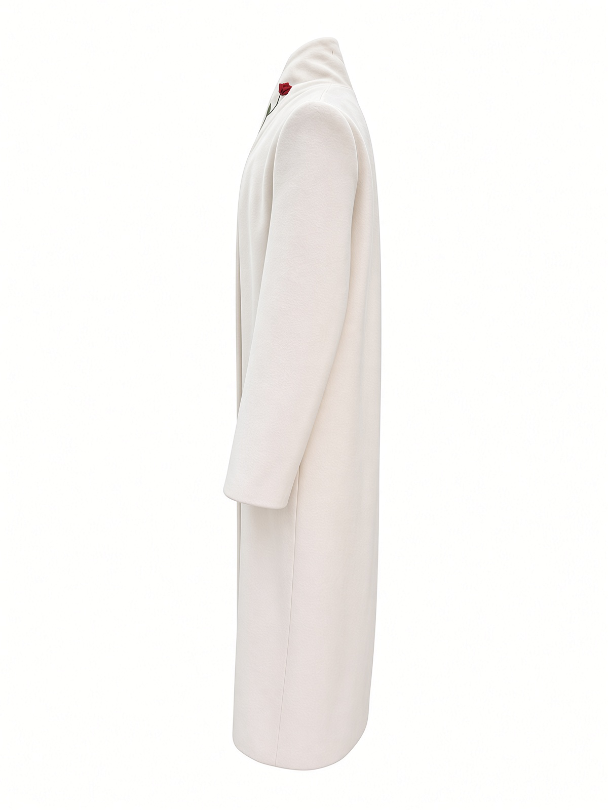 EMBROIDERED WHITE WOOL COAT