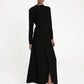 FINE WOOL DRESS WITH BACK COLLAR — WHITE & BLACK