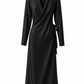 FINE WOOL DRESS WITH BACK COLLAR — WHITE & BLACK