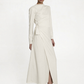 FINE WOOL DRESS WITH BACK COLLAR — WHITE & BLACK