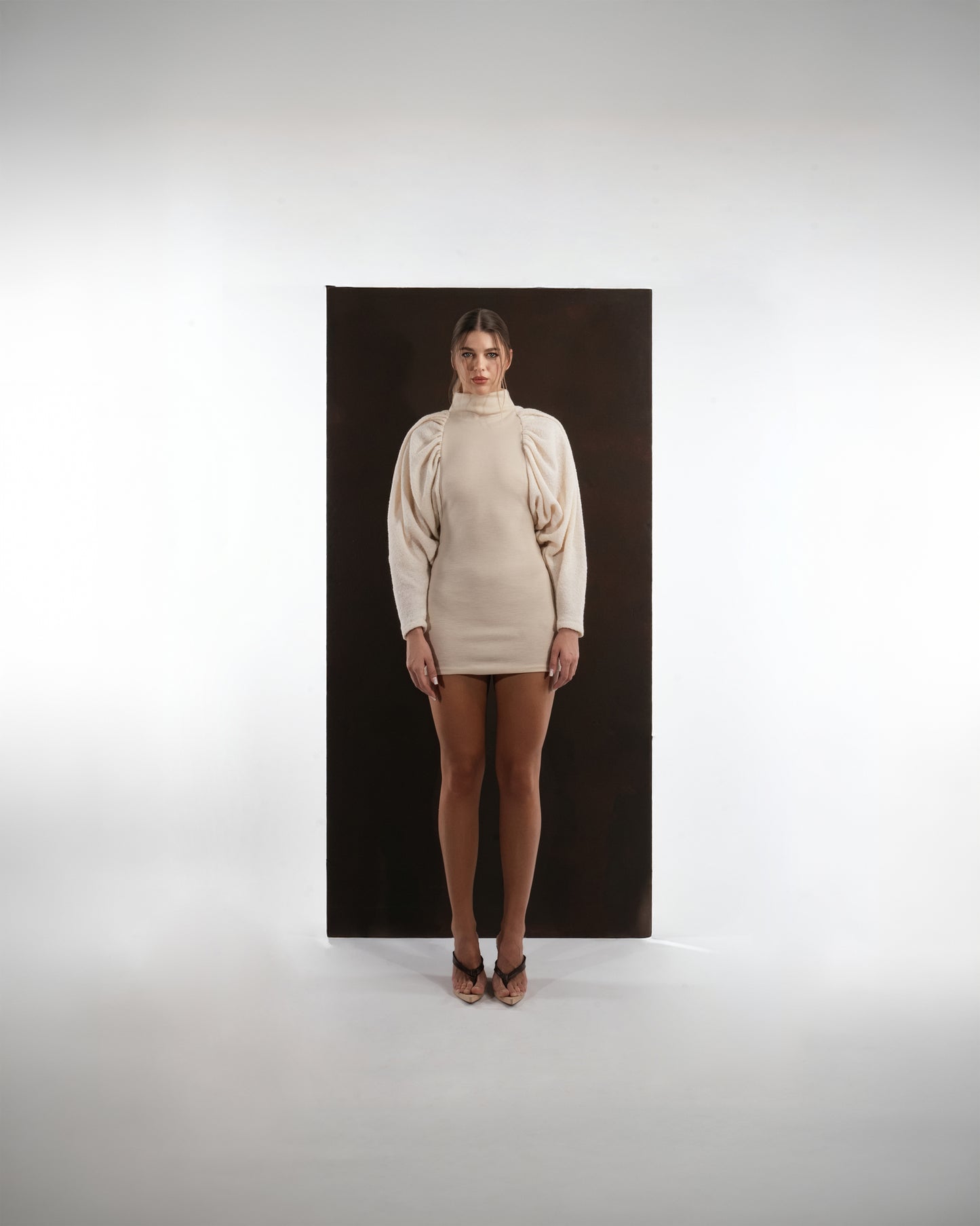 IVORY DRAPED DRESS