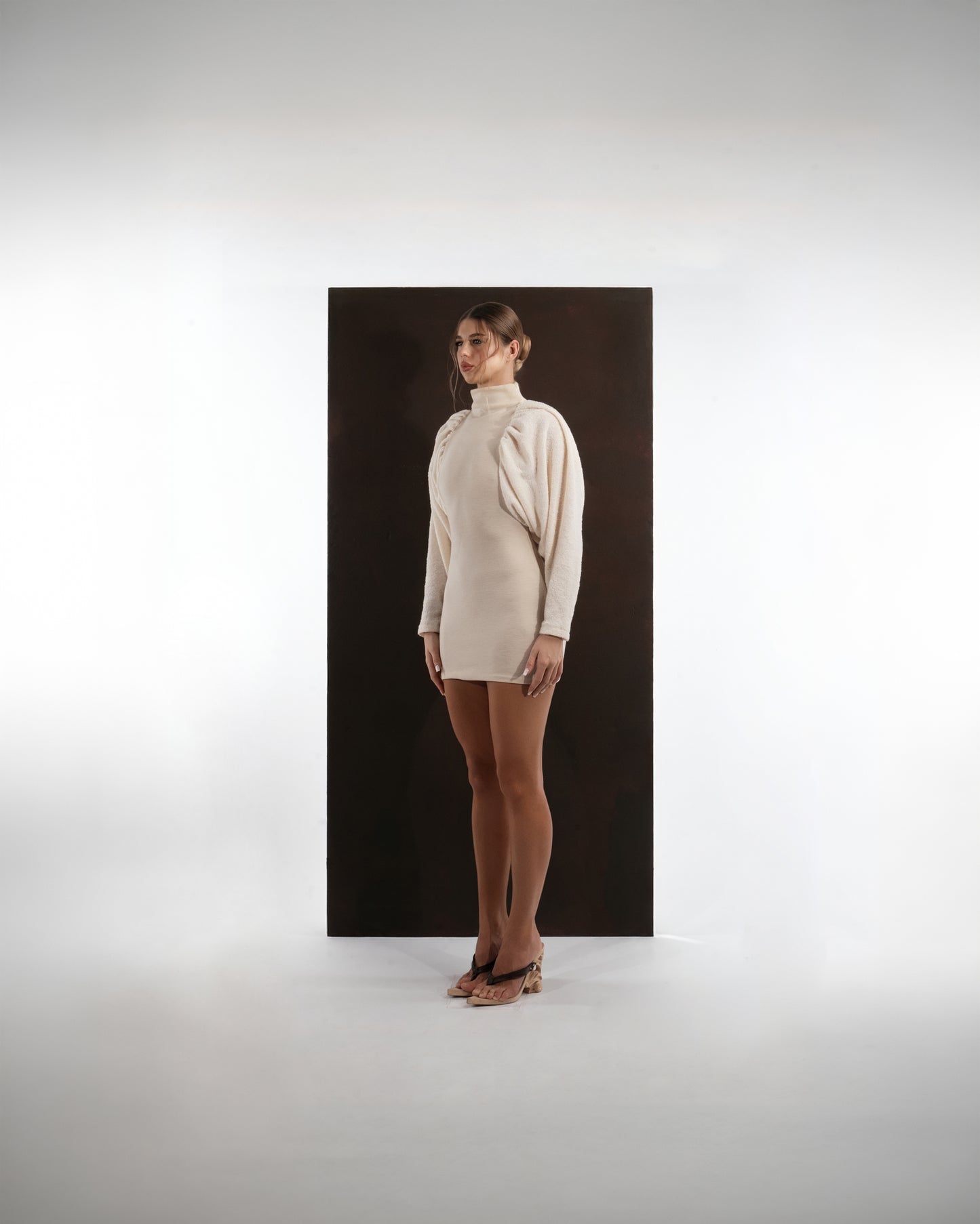 IVORY DRAPED DRESS