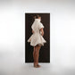 IVORY RIBBED FLARE DRESS
