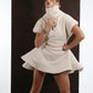IVORY RIBBED FLARE DRESS