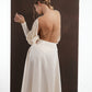 IVORY OPEN-BACK DRAPE DRESS