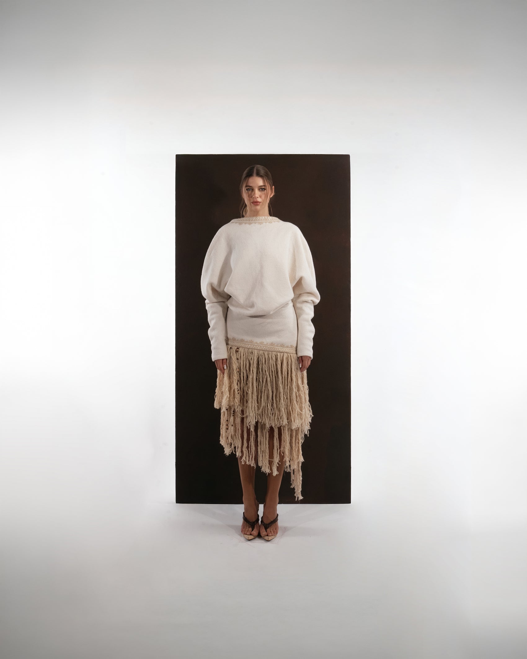 FRINGE WOOL DRESS