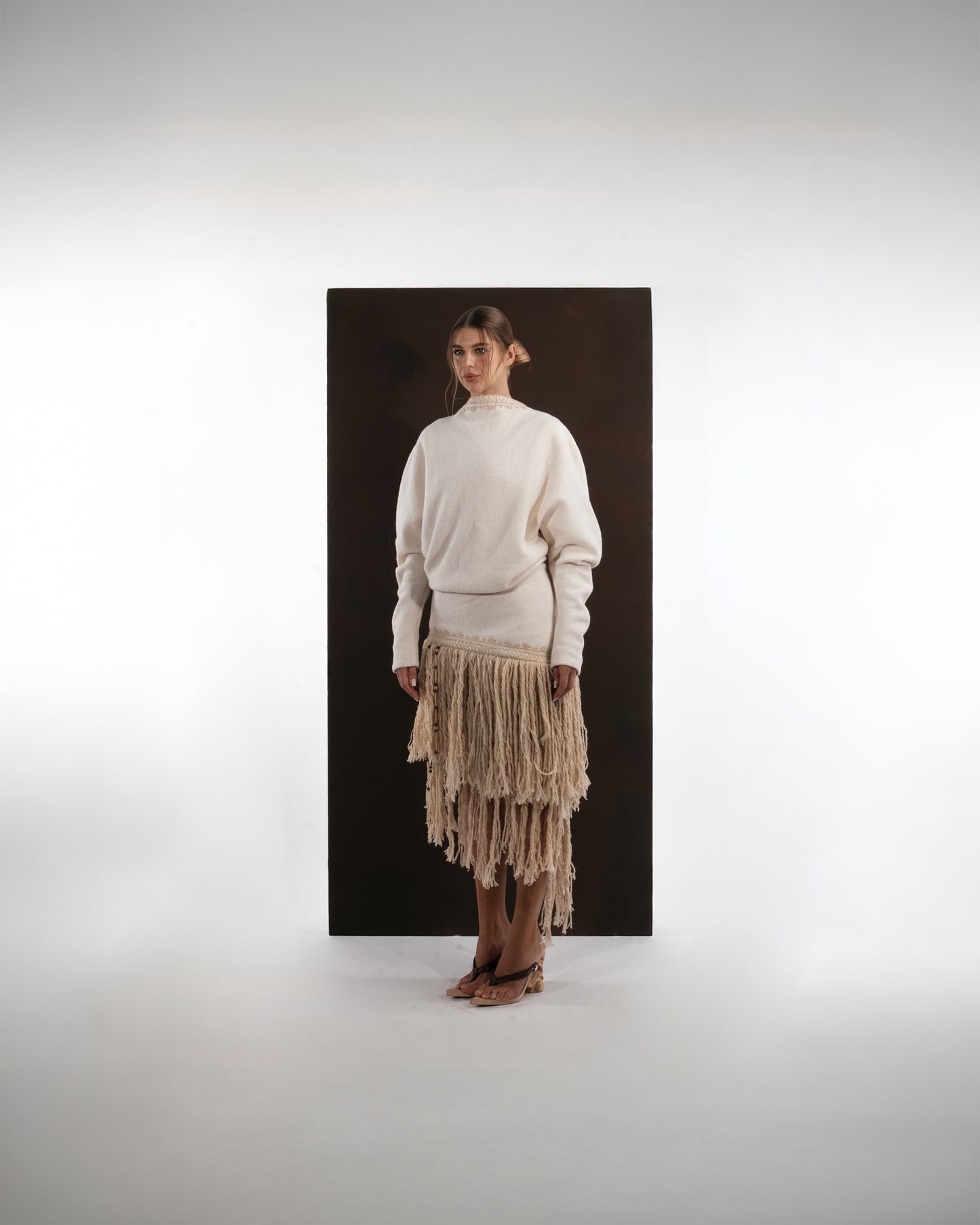FRINGE WOOL DRESS