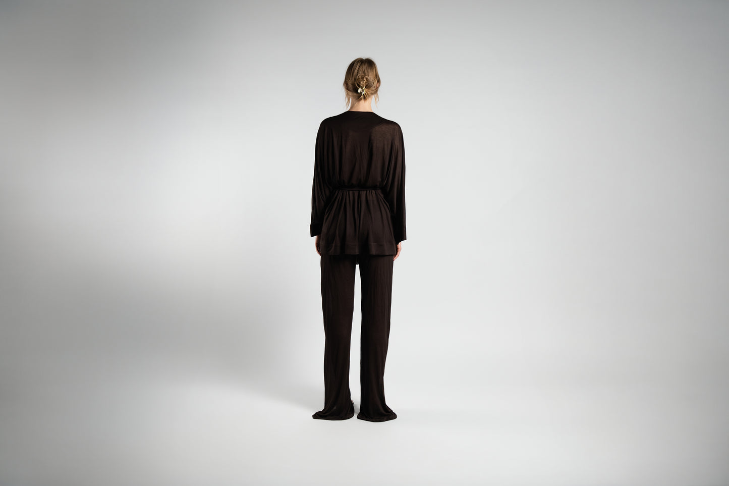 Brown Kimono and Trouser Set