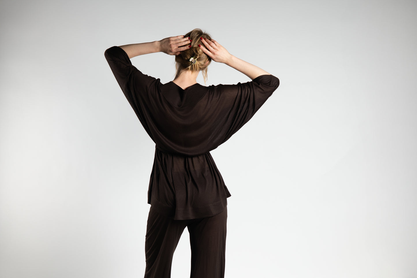 Brown Kimono and Trouser Set