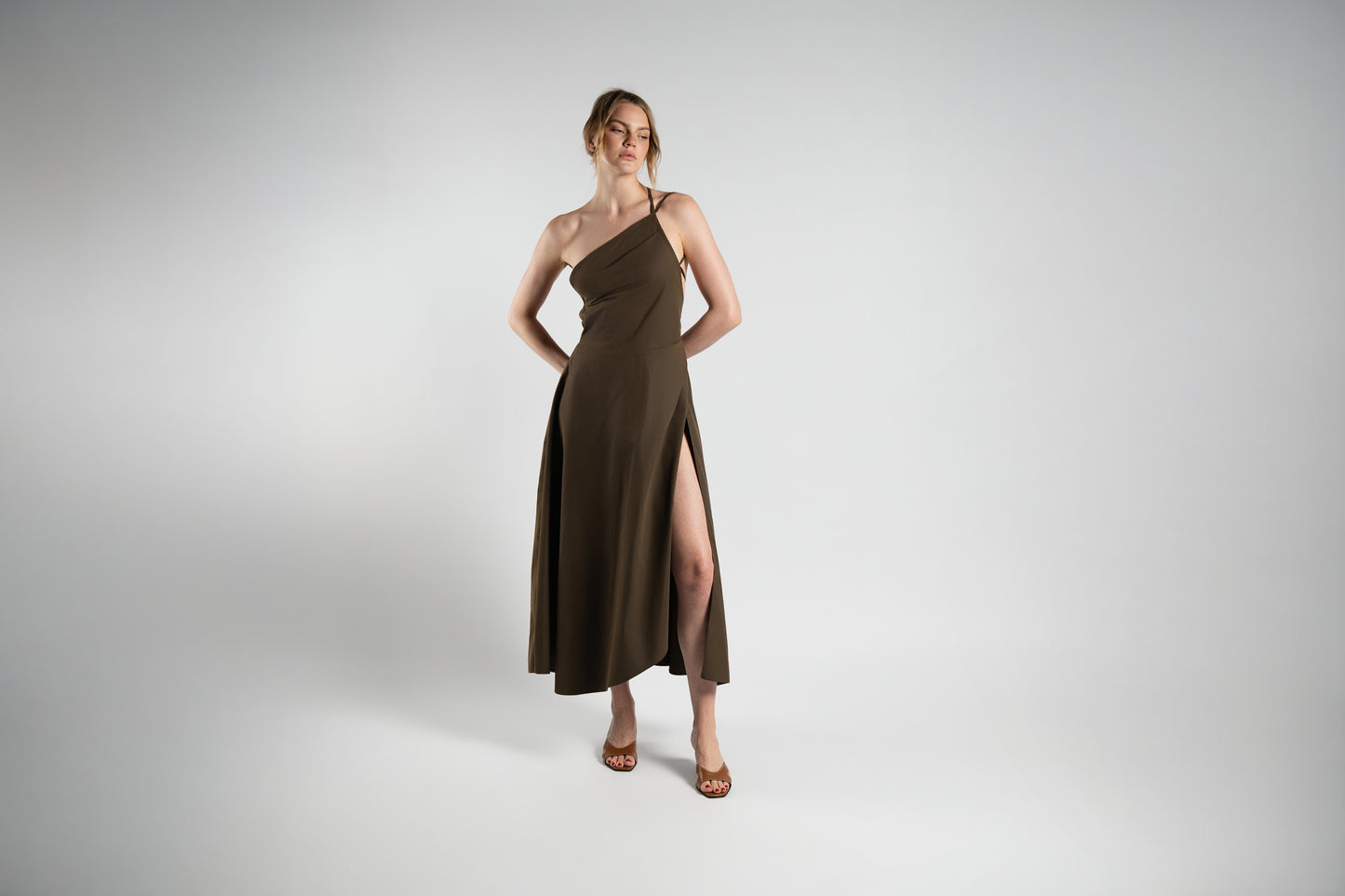 Brown Cotton-Twill Dress