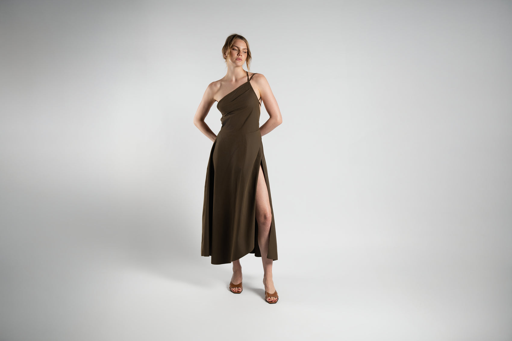 Brown Cotton-Twill Dress
