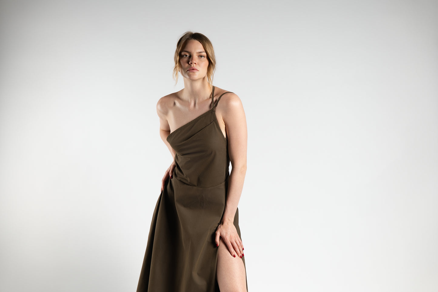 Brown Cotton-Twill Dress