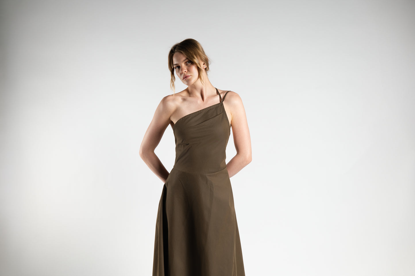 Brown Cotton-Twill Dress