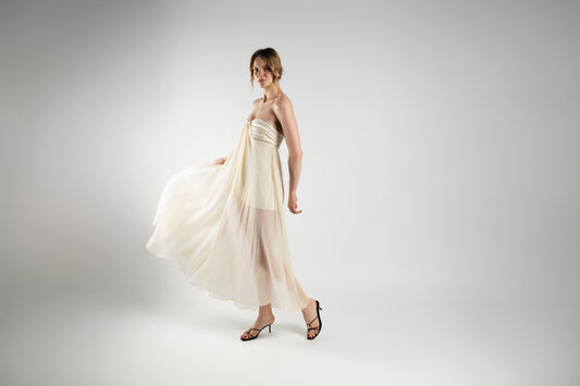 Long Dress in Lightweight Cream Linen