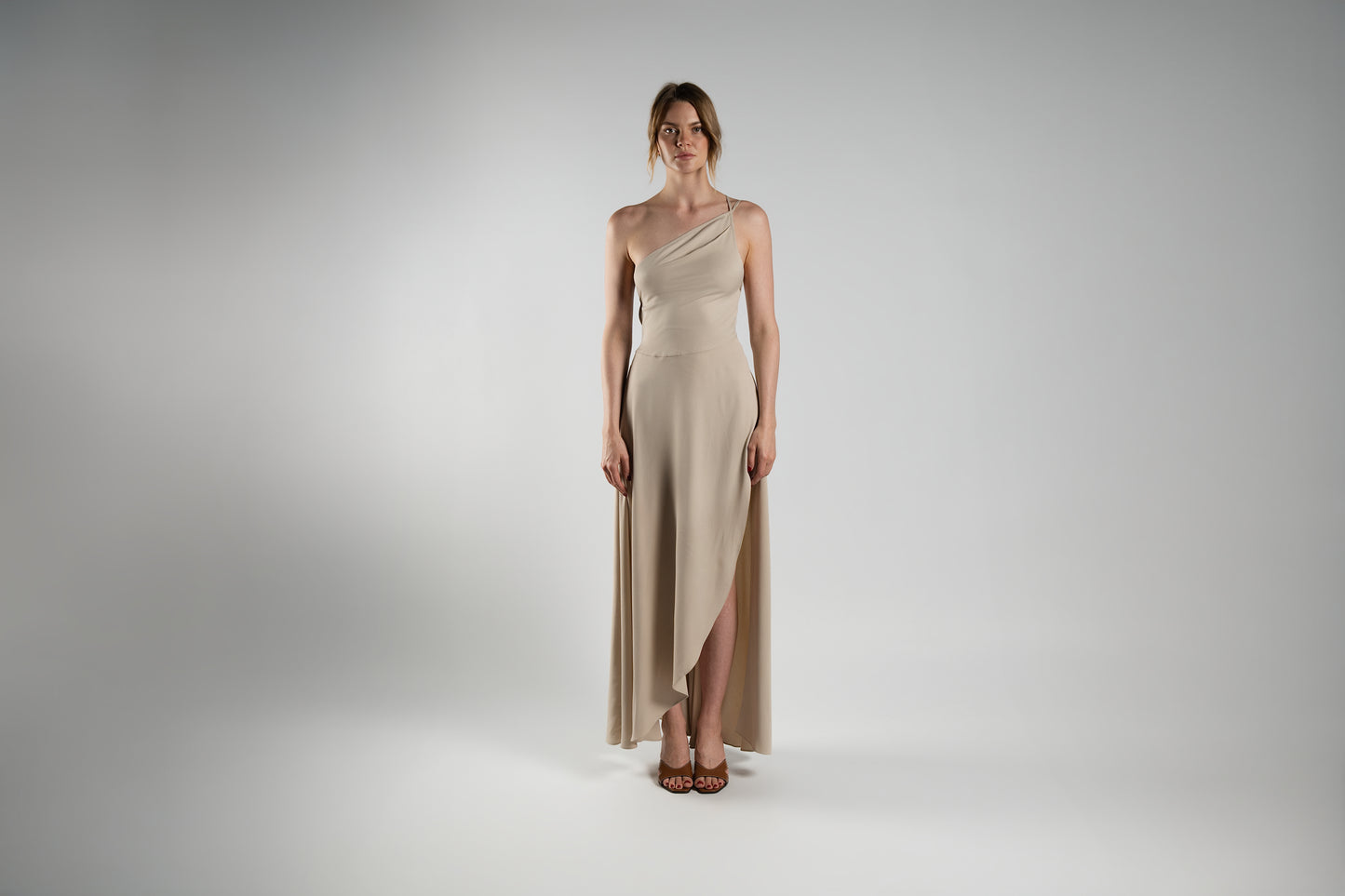Beige Cotton-Twill Dress