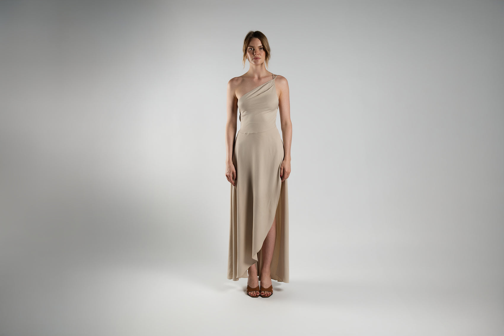 Beige Cotton-Twill Dress