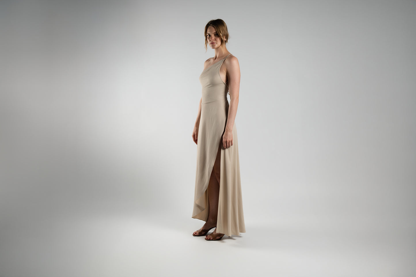 Beige Cotton-Twill Dress