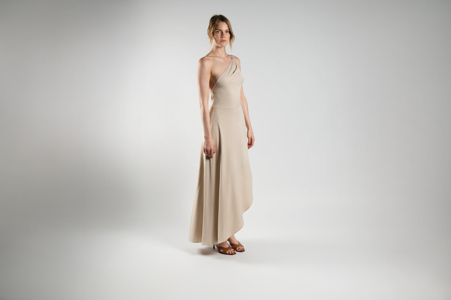 Beige Cotton-Twill Dress