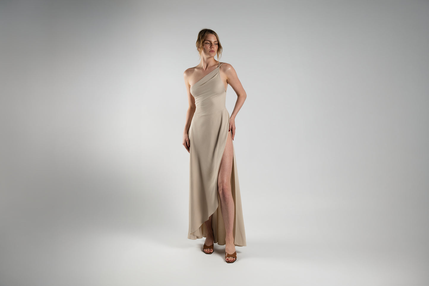 Beige Cotton-Twill Dress