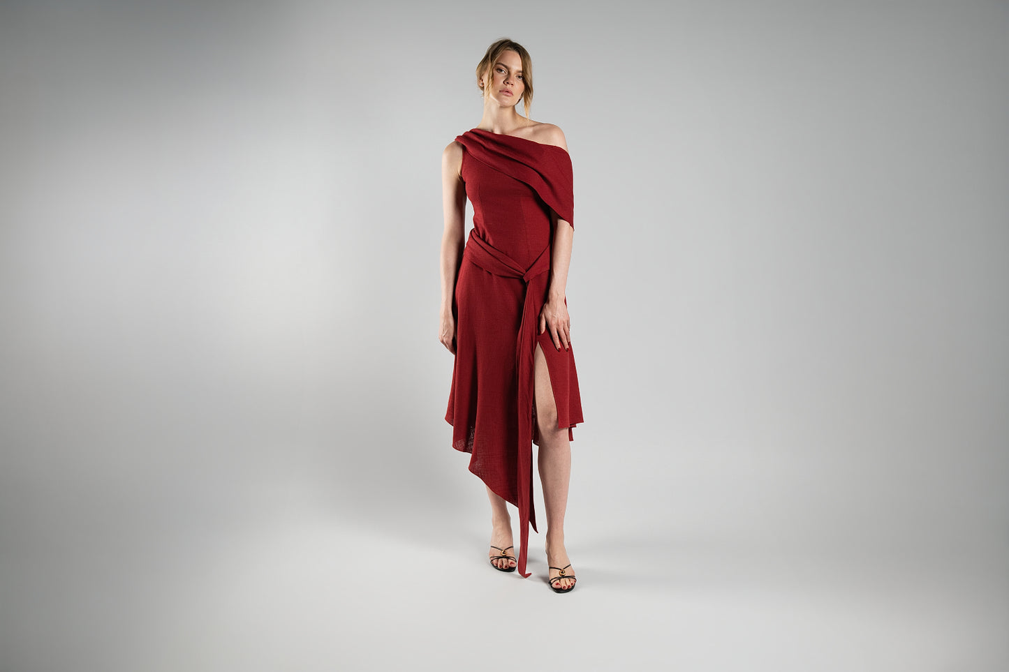 XS Red Linen Dress
