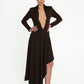 PLEATED CHOCOLATE WOOL DRESS