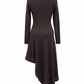 PLEATED CHOCOLATE WOOL DRESS