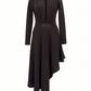 PLEATED CHOCOLATE WOOL DRESS