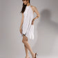White Bubble Hem Halter Dress