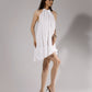 White Bubble Hem Halter Dress