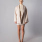 ALISADUDAJ CRAFT 01 beige cashmere coat, embroidered mini skirt and wool turtleneck set, front view, full length