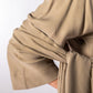 ALISADUDAJ CRAFT 02 brown cupro draped shirt dress, side close-up of knotted sash drape at the waist
