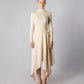 ALISADUDAJ CRAFT 07 off-white wool turtleneck and handkerchief-hem wrap skirt set, front view, full length
