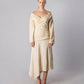 ALISADUDAJ CRAFT 08 off-white wool off-shoulder wrap top and asymmetric midi skirt set, front view, full length