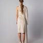 ALISADUDAJ CRAFT 09 off-white layered dress, back view showing draped knit panel over the faux-suede slip, wool and faux suede
