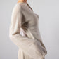 ALISADUDAJ CRAFT 09 off-white layered dress, close-up of wide knit sleeve cuff and fine wool texture
