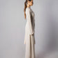 ALISADUDAJ CRAFT 09 off-white layered dress, side profile showing full-length knit overlay and wide sleeve