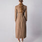 ALISADUDAJ CRAFT 11 brown wool longline coat, back view showing shoulder cape panel and centre seam