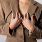 ALISADUDAJ CRAFT 11 brown wool longline coat, close-up of open lapels and horn buttons
