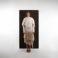 ALISADUDAJ ivory and beige wool fringed dress, front view, full length, showing blouson sleeves and tiered fringe skirt