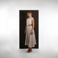 ALISADUDAJ ivory and grey wool red-embroidered dress, side three-quarter view showing waist cut-out