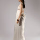 ALISADUDAJ ivory linen empire-waist gown, side profile showing waist cut-out and floor-length skirt