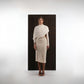 ALISADUDAJ ivory wool set, front view showing red and green floral embroidery along the skirt waistband