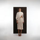 ALISADUDAJ ivory wool draped top and embroidered-waist midi skirt set, front view, full length
