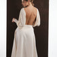 ALISADUDAJ ivory wool open-back drape dress, back three-quarter view showing draped bodice folds