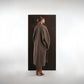 ALISADUDAJ taupe wool oversized coat, back view showing cocoon silhouette and rounded sleeves